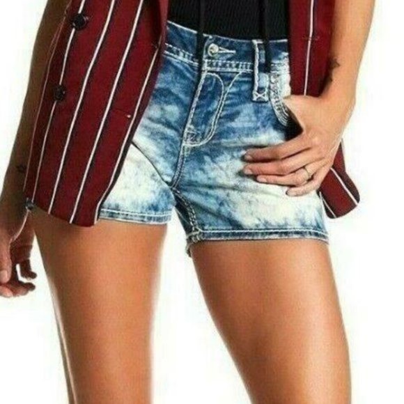 ❤️ROCK REVIVAL❤️ HANAYA ACID WASH EMBELLISHED EASY SHORTS SIZE 29 - Picture 9 of 16